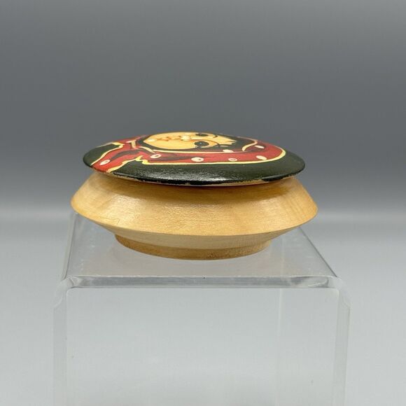 Vtg Romanian Rd Wood Trinket Box Young Girl Folk Art Handpainted Travel Souvenir - Picture 7 of 8